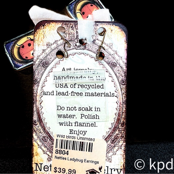 NWT pair of NETTLES REVERSIBLE hand made Lady Bug earrings - Picture 2 of 10